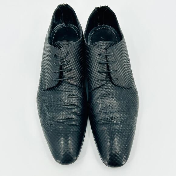 Y2K Louis Vuitton Black Embossed Checkerboard Leather Lace-Up ZIp Heel Shoes - Picture 3 of 9